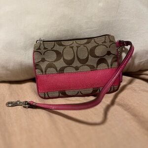 Coach Brown and Pink Wristlet